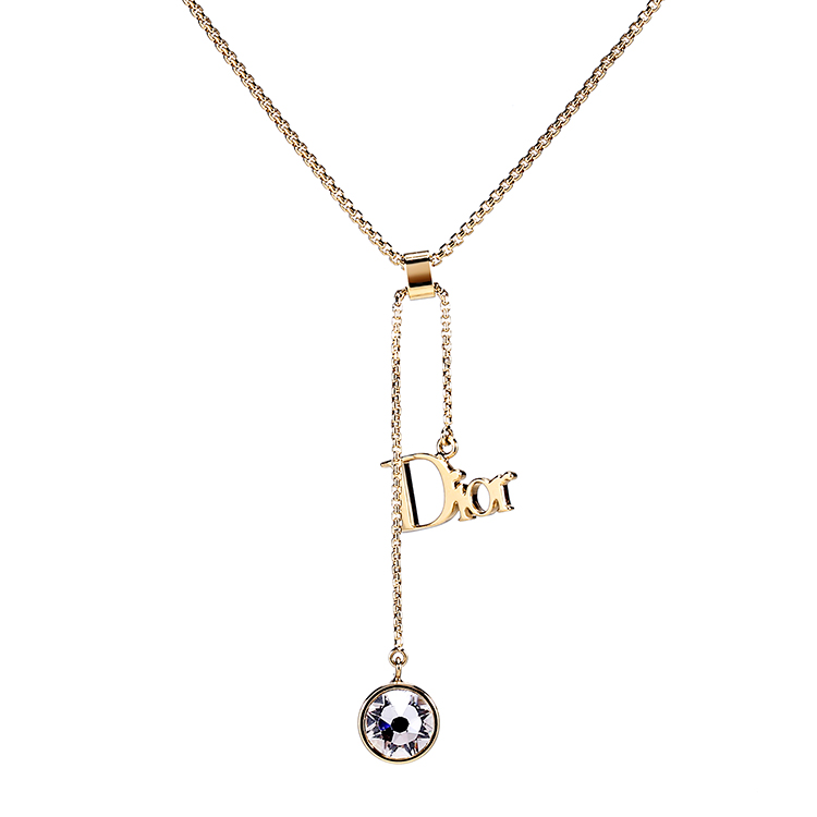 DIOR(迪奥) Dior logo吊坠合金材质项链